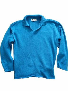 Bright Blue Collared Sweater 90s Retro